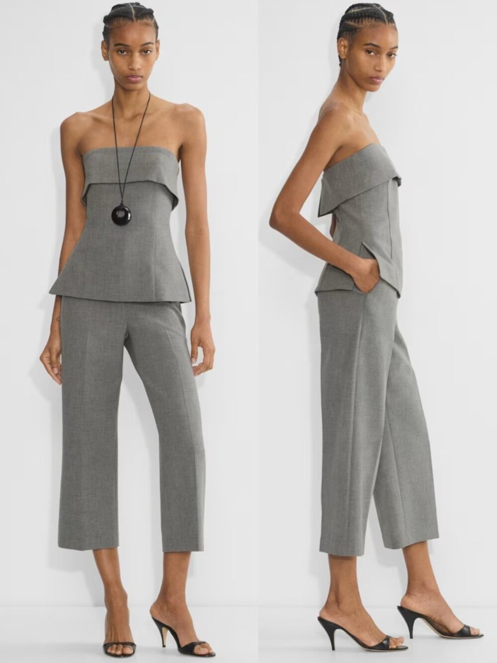 Aritzia Babaton Agency Cropped Pant High-Rise Trousers Heather Gray size 8